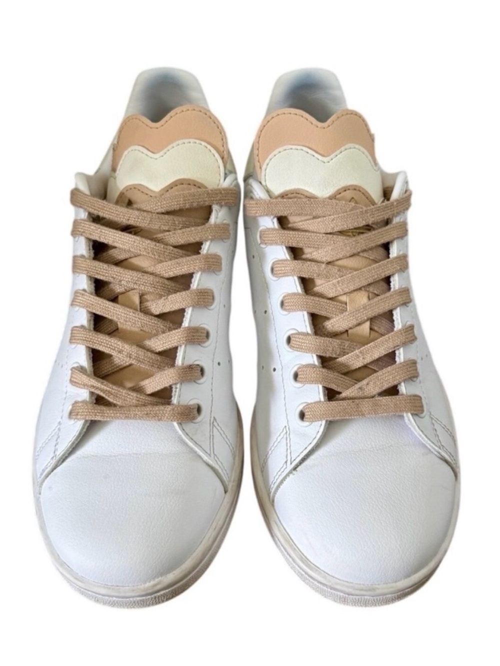 Adidas Stan Smith Minimalist White Sneakers Nude Low Top Everyday Tennis Shoes 8